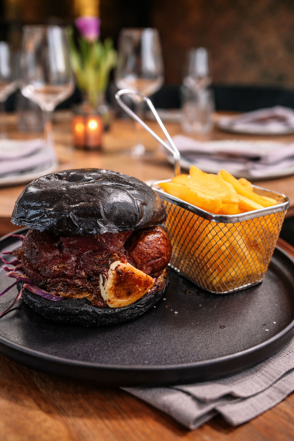 Hamburguesa de Pan Negro